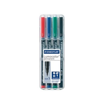 Marqueurs Lumocolor permanents, 4 couleurs, 0.4mm Marqueurs Lumocolor permanents, 4 couleurs, 0.4mm