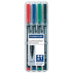 Marqueurs Lumocolor permanents, 4 couleurs, 0.4mm