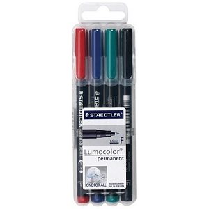 Marqueurs Lumocolor permanents 4 couleurs, 0.6mm