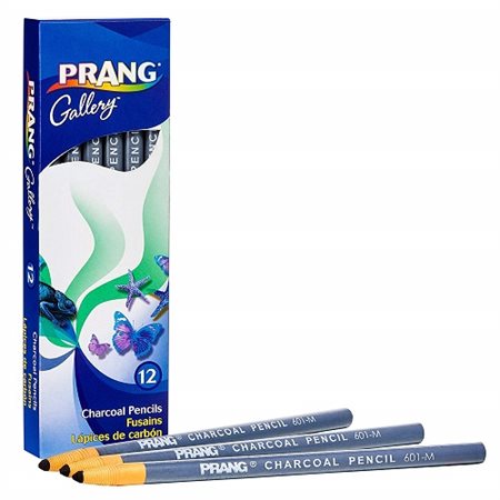  DIX60100  Prang - Crayons au fusain - mine moyenne - couleurs  assorties - paquet de 12