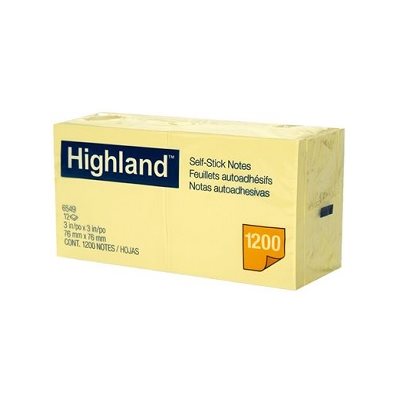 Feuillets Highland autoadhésifs JAUNE 3" X 3" Feuillets Highland autoadhésifs JAUNE 3" X 3"