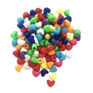 Perles de plastique en forme de COEUR, couleurs assorties 500 / pqt