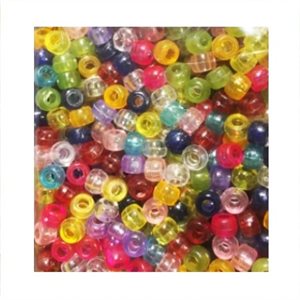 Perles de plastique Pony Translucide, couleurs assorties 9mm 1000 / pqt