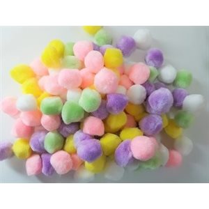 Pompons PASTEL couleurs assorties 1 / 2" (13mm) 100 / pqt