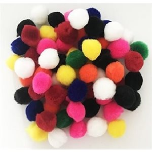 Pompons couleurs Régulières assorties 1 / 2" (13mm) 100 / pqt
