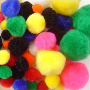 Pompons couleurs Régulières et tailles assorties 100 / pqt