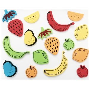 Formes mousse FRUITS (Autocollants) 63 / pqt