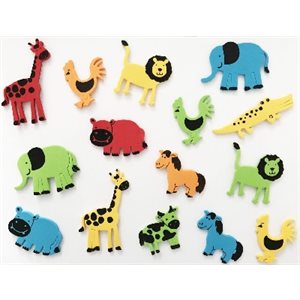 Formes mousse ANIMAUX (Autocollants) 64 / pqt