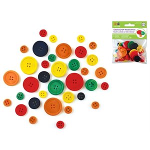 Boutons en bois assorties 40 / pqt