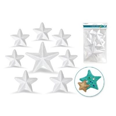Étoiles en Styromousse dure, grandeur Assorties 2.5" - 4.7" (64mm - 120mm) 8 / pqt