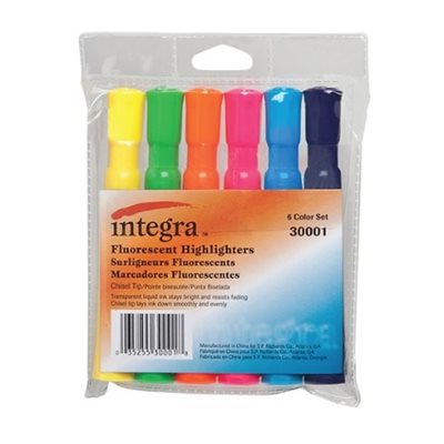 Surligneurs Integra 6 couleurs Fluo Biseauté Surligneurs Integra 6 couleurs Fluo Biseauté