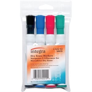 Marqueurs Integra effaçables 4 Couleurs Biseauté