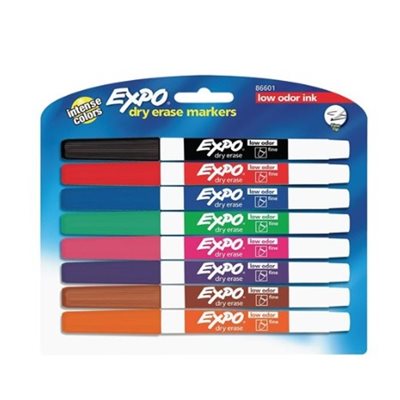 Marqueur effaçable Expo® 8 Couleurs Pointe Fine Marqueur effaçable Expo® 8 Couleurs Pointe Fine