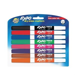Marqueur effaçable Expo® 8 Couleurs Pointe Fine