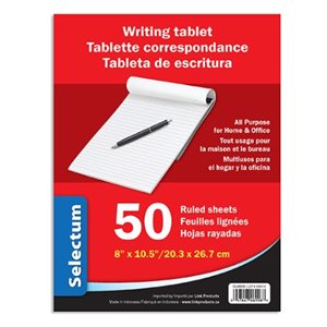 Tablette Correspondance Lignées 8" X 10-1 / 2"