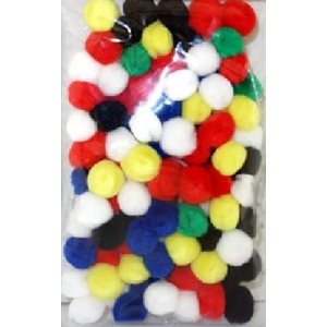 Pompons couleurs Régulières assorties 1 / 4" (6mm) 100 / pqt