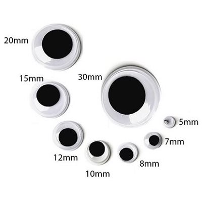Yeux mobiles noir et blanc 10mm - 50 / Pqt Yeux mobiles noir et blanc 10mm - 50 / Pqt