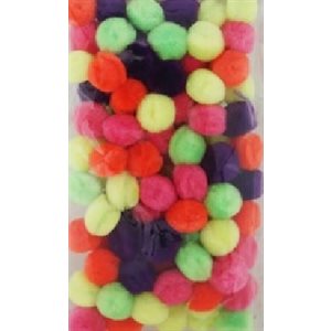 Pompons FLUO couleurs assorties 1 / 4" (6mm) 100 / pqt