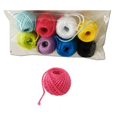 Ficelle mini rouleaux, couleurs assorties 8 / pqt Ficelle mini rouleaux, couleurs assorties 8 / pqt