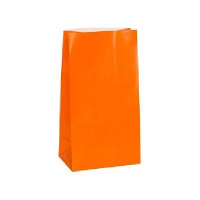 Sacs de papier couleur ORANGE - 12 / Pqt